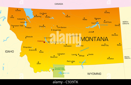 Vektorkarte Farbe des Staates Montana. USA Stockfoto