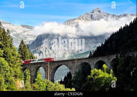 Historische Eisenbahn: Mont-Blanc Express, Chamonix, Frankreich. Stockfoto