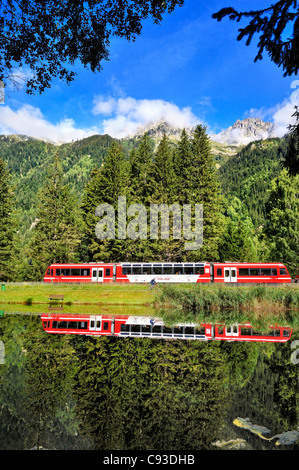 Historische Eisenbahn: Mont-Blanc Express, Chamonix, Frankreich. Stockfoto