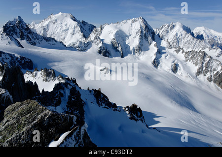 Das Mont Blanc Massiv von der Aiguille du Tour France gesehen Stockfoto