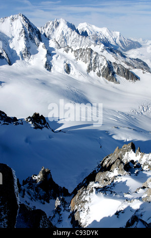 Das Mont Blanc Massiv von der Aiguille du Tour France gesehen Stockfoto