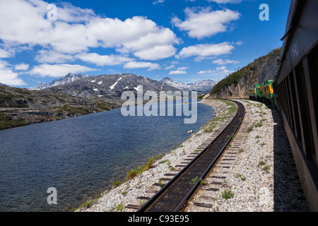 White Pass and Yukon Railroad auf der Strecke von Skagway, Alaska nach Fraser, British Columbia in Kanada Stockfoto