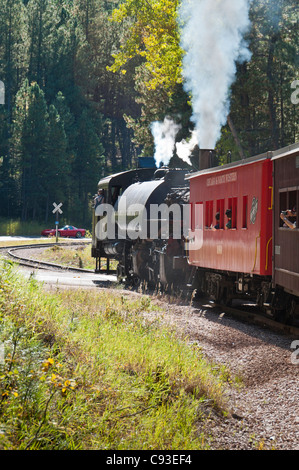 1880-Zug zwischen Keystone und Hill City, South Dakota. Stockfoto