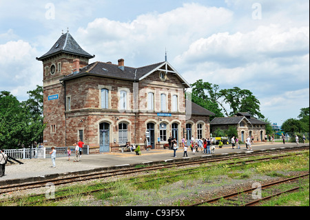 Historische Eisenbahn: Chemin de Fer Touristique du Rhin. Frankreich. Stockfoto