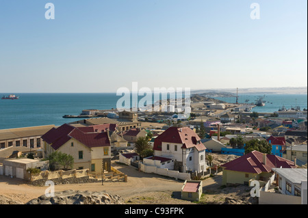 Überblick über die Stadt und Hafen von Lüderitz in Namibia Stockfoto