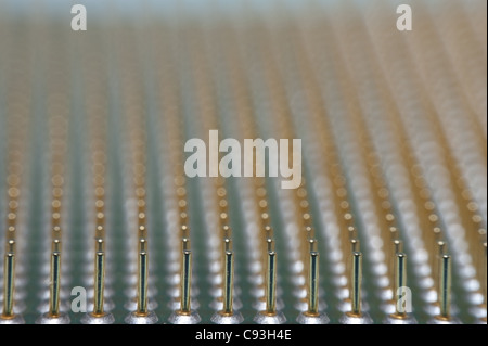 Makro der Pins auf der Unterseite einer CPU Stockfoto