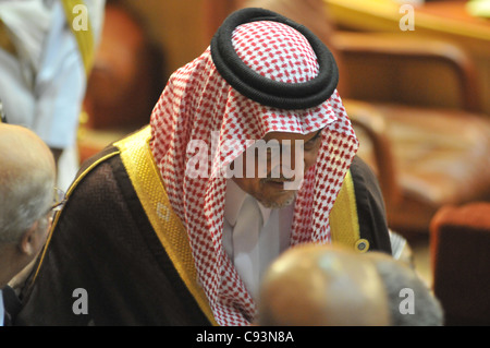 Der saudische Außenminister Prinz Saud Al Faisal, ein Mitglied der regierenden Königsfamilie in Saudi-Arabien, ein Treffen der arabischen Liga. Stockfoto