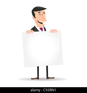 Beispiel für einen einfachen weißen Geschäftsmann oder mit einem leeren Schild Stockfoto