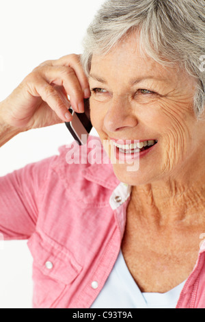 Ältere Frau am Telefon Stockfoto