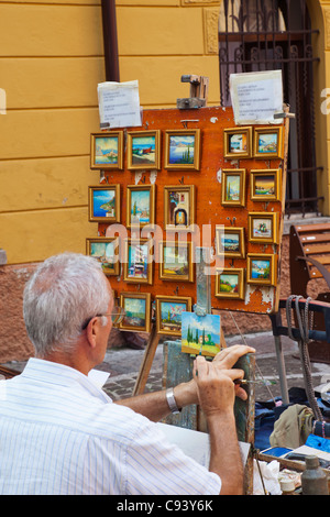 Italien, Venetien, Gardasee, Malcesine, Streetart-Künstler Stockfoto