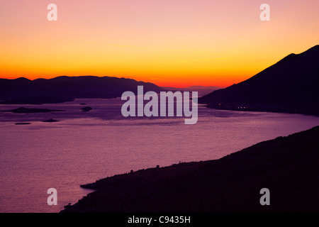 Sonnenuntergang über der Insel Korcula Stockfoto