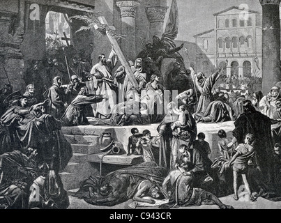 Godfrey de Bouillon, Herzog der unteren Lothringen und Anführer des ersten Kreuzzugs, tritt in Jerusalem im Jahre 1099. Stockfoto