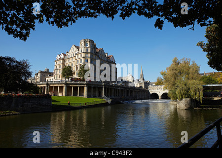 Abbey Hotel und Puteney Brücke, Bath, England, UK Stockfoto