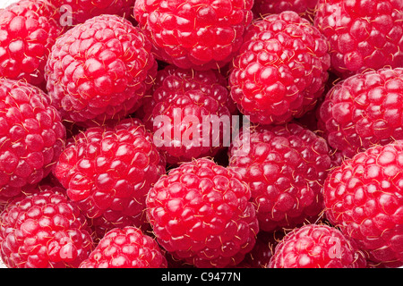 Reife Himbeeren-essen Hintergrund. Stockfoto