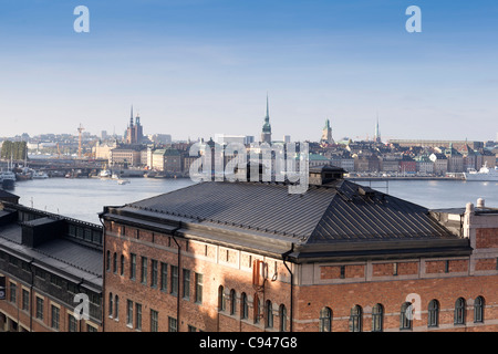 Blick auf Stockholm von fjällgatan Stockfoto