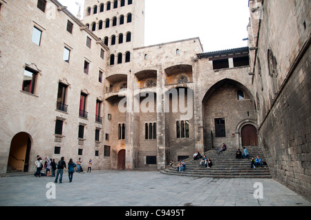 Palau Reial, Placa del Rei, Barcelona, Spanien Stockfoto