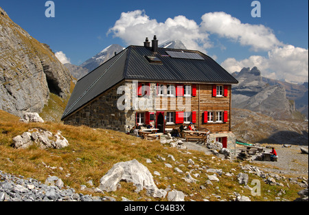 Berghütte Laemmerenhuette der Swiss Alpine Club, Schweiz Stockfoto