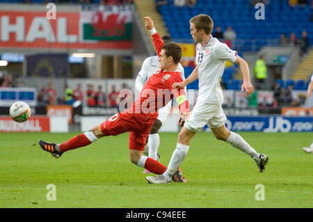 Wales Kapitän Aaron Ramsey während Wales V Norwegen Vauxhall Internationales Freundschaftsspiel in Cardiff City Stadium in Südwales. Nur zur redaktionellen Verwendung. Stockfoto