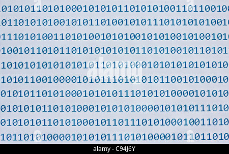 binäre Zahlen auf einem Computerbildschirm Stockfoto