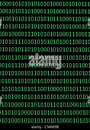 binäre Zahlen auf einem Computerbildschirm Stockfoto