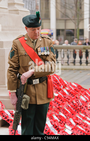 Ehrenwache am Remembrance Sunday Kranzniederlegung Zeremonie, Belfast 13.11.2011 Stockfoto