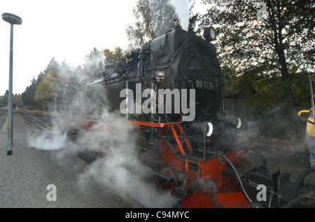 Eines der so genannten neuen Dampfmaschinen, die in Betrieb 1954 auf der 1000 mm Schmalspurbahn Brocken Linie, Deutschland kam Stockfoto