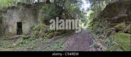 Weg von der Unterwelt (Via Degli Inferi) in der etruskischen Nekropole Banditaccia, Cerveteri, Italien Stockfoto