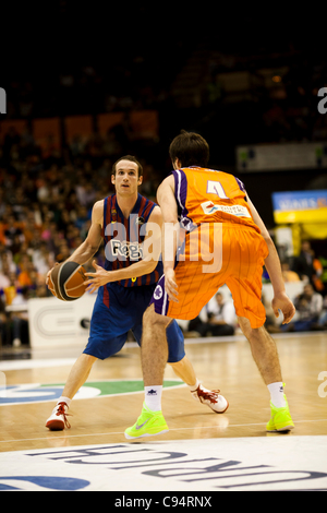 Reguläre Saison Basketball-match zwischen Valencia Basket Club und dem FC Barcelona, 7. Reise der Liga Endesa entspricht Stockfoto