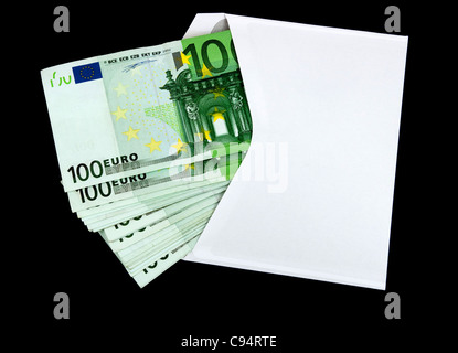 Euro-Banknoten in Umschlag. Stockfoto