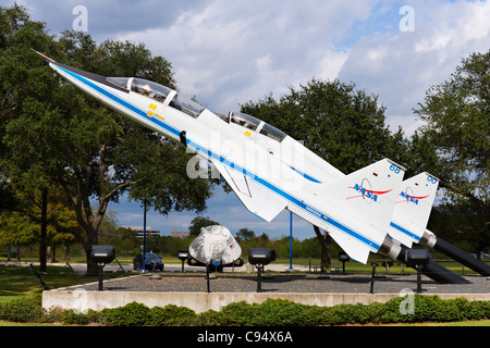 Zwei Northrop t-38 Talon Jet-Trainer am Eingang das Houston Space Center in Houston, Texas, USA Stockfoto