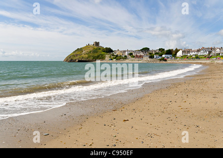 Criccieth Strand in Nord-Wales Stockfoto