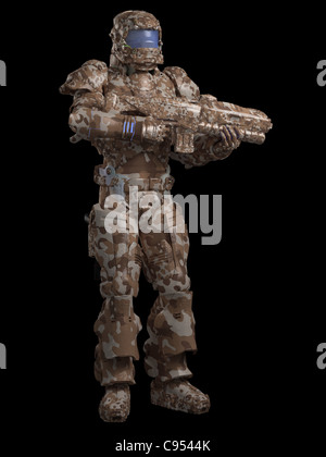 Space Marine Trooper in Desert Camo Stockfoto