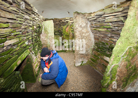 Unstan gekammert Cairn ist ein Steinzeit-Grabhügel in der Nähe von Stenness auf Orkney Festland. Stockfoto