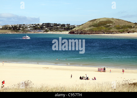 Gewehrpunkt; in der Nähe von Padstow; mit Blick auf Daymer Bay und Brea Hill; Cornwall; UK Stockfoto