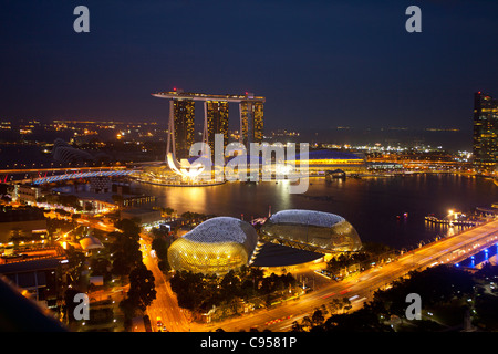 Hotel Marina Bay Sands, Singapur Nachtansicht Stockfoto