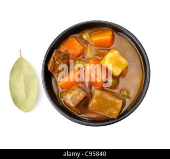 Rindfleisch Suppe mit Gemüse, Ansicht von oben Stockfoto