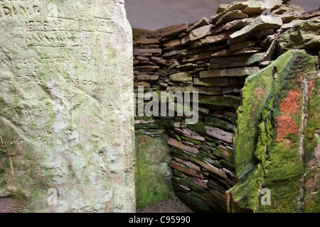 Unstan gekammert Cairn ist ein Steinzeit-Grabhügel in der Nähe von Stenness auf Orkney Festland. Stockfoto