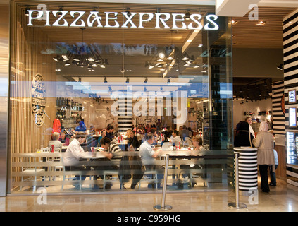 Pizza Express Restaurant, Westfield Einkaufszentrum Centre, Stratford, London UK Stockfoto