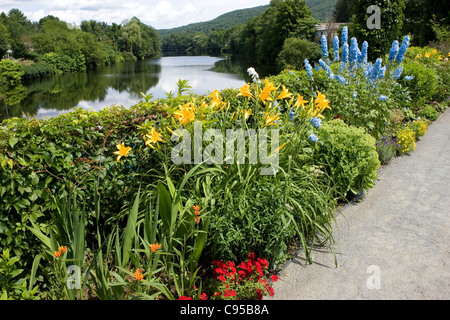 Die Brücke der Blumen in Shelburne Falls, MA Stockfoto