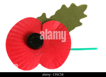 Gedenktag Mohn auf weißem Hintergrund Stockfoto