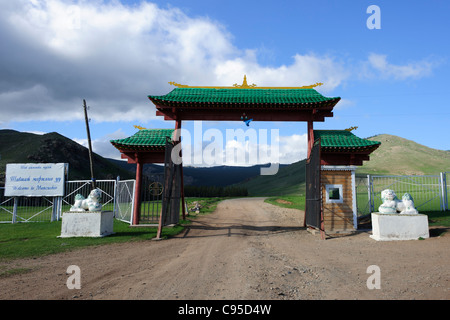 Bogenschießen-Wettbewerb während der traditionellen Naadam-Fest in Ulan Bator, Mongolei Stockfoto