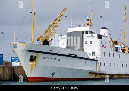 Scillonian Iii 3 angedockt an Str. Marys Isles of Scilly Stockfoto