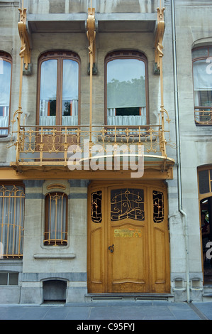 Eintritt in das Horta Museum, ehemalige Wohnhaus des Jugendstil Architekt und Designer Victor Horta Anfang 1890 die Stockfoto