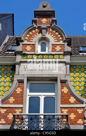 Detail der "Villa Germaine", ein Jugendstil-Stadthaus im Stadtteil EU, Brüssel, Belgien Stockfoto