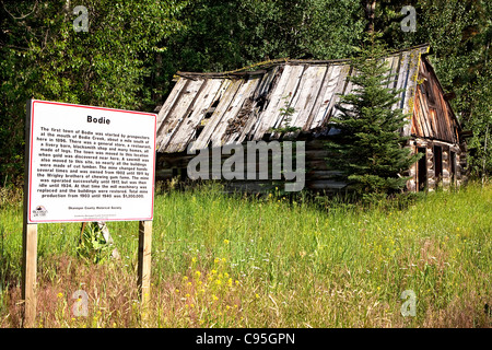 Bild von Willkommensschild für Bodie, Washington. Stockfoto