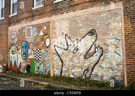 Graffiti an der Wand, Shockoe Bottom, Richmond, Virginia Stockfoto