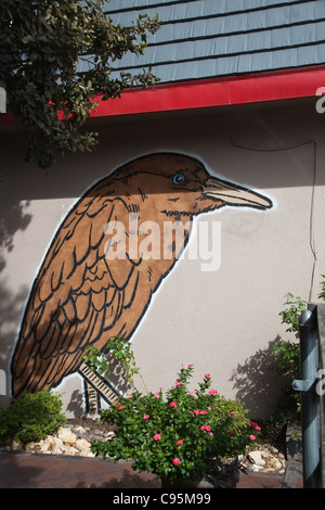 Defekten Krähen Wheatpaste Straßenkunst in Austin, Texas Stockfoto