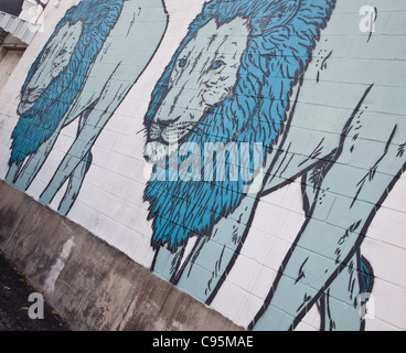 Defekten Krähen Wheatpaste Straßenkunst in Austin, Texas Stockfoto