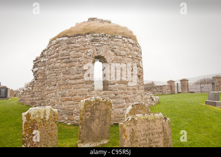 St Nicholas Runde Kirche in der Nähe von Houton auf Orkney Festland ist die einzig verbliebene Runde Kirche in Schottland. Stockfoto