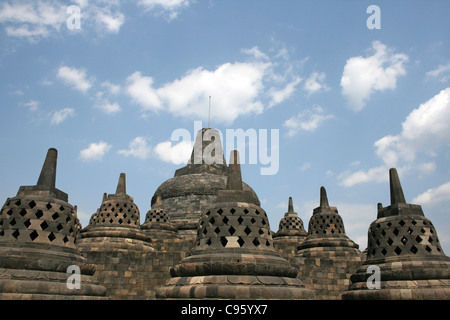 Stein-Stupas, Borobudur-Tempel, Zentral-Java Stockfoto